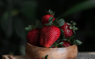 Wooden bowl berries strawberries still - ripe free wallpaper for desktop