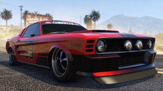 Red car black stripe driving - in gta v free wallpaper