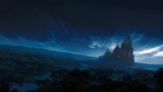 Castle forest night moon gothic 2 - a full moon in the sky above free wallpaper for desktop