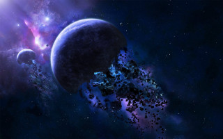 Space planet background star cluster - two smaller planet free wallpaper