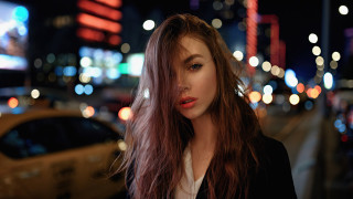 Woman longhair car night blurry - fashion photography free wallpaper