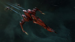 Red sci fi fighter ship - the background and a star free wallpaper