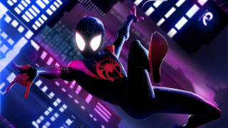 Spiderman suit flying city neon - a spider free wallpaper for desktop