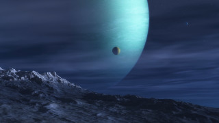 Distant sky mountain planet moon - a. hardy free wallpaper