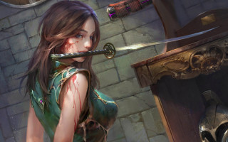 Woman blood sword door clock - bayard wu free wallpaper