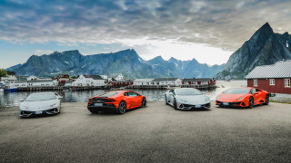 Orange sports cars mountain beach - cinematic photography free wallpaper for desktop