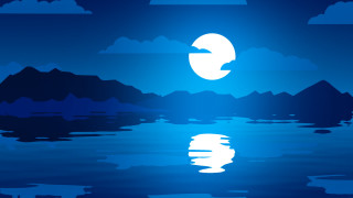 Blue mountain lake white circle - moonlight free wallpaper for desktop
