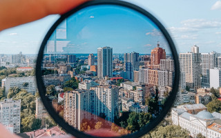 Cityscape magnifying glass constructivism tokyo - a city in the distance free wallpaper