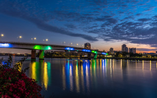 Bridge river city night lights 18 - vivid color free wallpaper