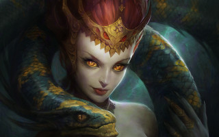 Woman snake crown fantasy art - a crown free wallpaper