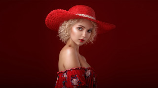 Red hat blonde portrait bare - portrait photography free wallpaper