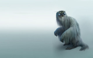 Furry creature blue eyes long - its leg free wallpaper