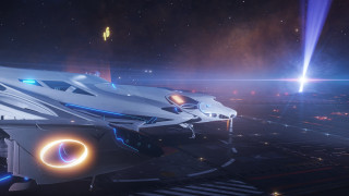 Futuristic space station astronaut moon - a bright light in the background free wallpaper