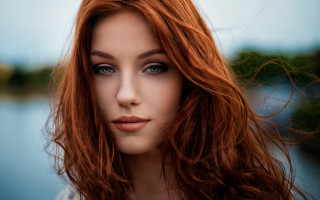 Woman red hair blue eyes 6 - preraphaelitism free wallpaper