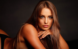 Woman longhair posing chin eyesclosed - free portrait wallpaper for desktop