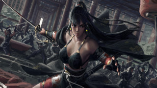 Fantasy woman sword city blood - bayard wu free wallpaper