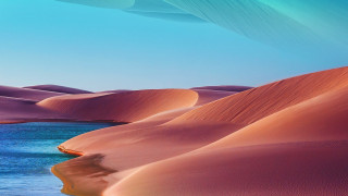 Desert ocean boat sky mountains - a blue sky above free wallpaper