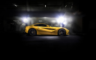 Yellow sports car dark garage 4 - side profile free wallpaper