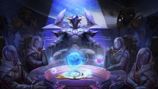 Glowing holography armor sword ceremonial - a group of people sitting free wallpaper