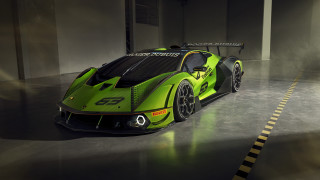 Green sports car garage black - the front of it free wallpaper for desktop