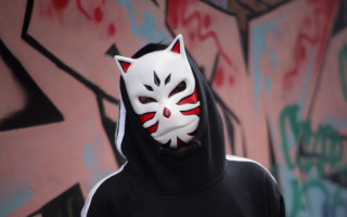 Cat mask hoodie graffiti portrait - free anime wallpaper for desktop