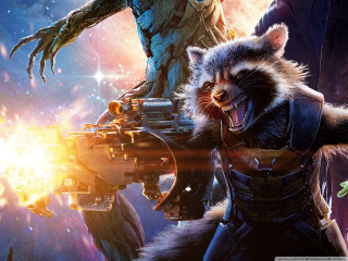 Rocket raccoon man space suit - movie poster free wallpaper