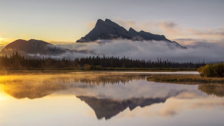 Mountain lake forest sunset clouds 3 - douglas robertson bisset free wallpaper