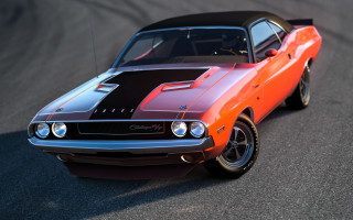 Musclecar blacktop redstripes nightdrive 3drender - a track free wallpaper for desktop