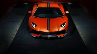 Orange car garage red light - detailed face free wallpaper