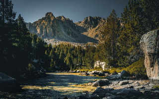 River forest mountains night starry - ansel adams free wallpaper for desktop