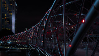 Bridge lights night cityscape starry - a red light free wallpaper
