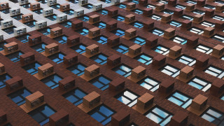 Large building windows clock modular - face and a clock free wallpaper