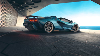 Blue sports car parking garage 6 - a parking garage next free wallpaper
