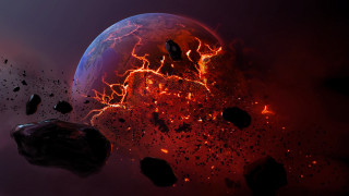 Space planet rocks background glow - hue free wallpaper