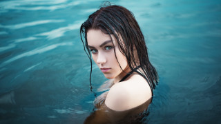 Woman wet hair pool serious - brigette barrager free wallpaper
