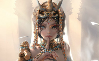 Horned woman fantasy art anna - a finger free wallpaper