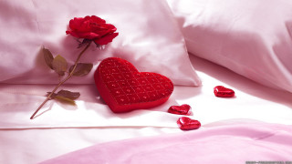 Red heart pillow bed rose - a rose free wallpaper