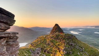 Mountain lake sunset flag horizon - eric auld free wallpaper