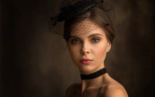 Black veil choker brown eyes - a portrait free wallpaper