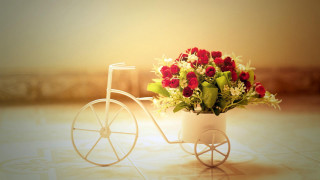 White bicycle basket flowers tile - a basket of flowers free wallpaper