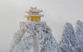 Yellow tower snowy mountain ladder - arthur pan free wallpaper