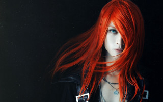 Red hair piercings gothic space - a white square free wallpaper