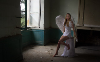Angelic woman white dress wings 2 - angelic free wallpaper