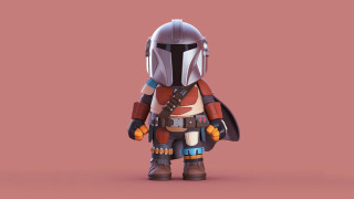 Cartoon starwars character standing pink - a red background behind free wallpaper