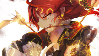 Red haired woman bow arrow - red hair holding free wallpaper