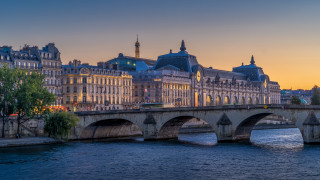 Bridge river cityscape sunset tower - paris school free wallpaper