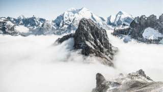 Snowy mountain range clouds france - the world free wallpaper