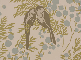 Two birds branch leaves berries - two bird free wallpaper