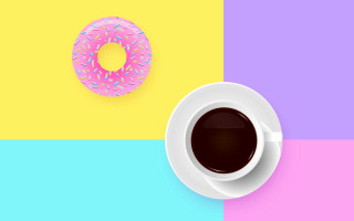 Coffee donut multicolored background surreal - dan frazier free wallpaper
