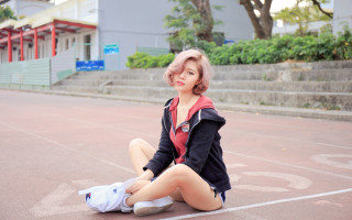 Feidanxu athletic hoodie pinkhair cityscape - fei danxu free wallpaper